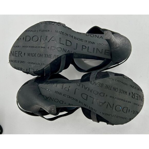 Donald J Pliner Gladiator Heels Blk 9.5M Platform Stiletto Sandals Made in Spain - Picture 4 of 8